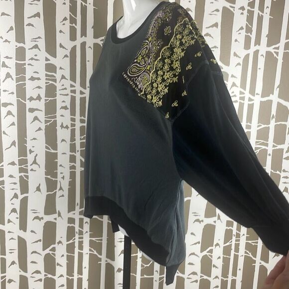 We The Free Feelin' It Studded Patchwork Mixed Media Oversized Hi-Low Top XS - Picture 3 of 8